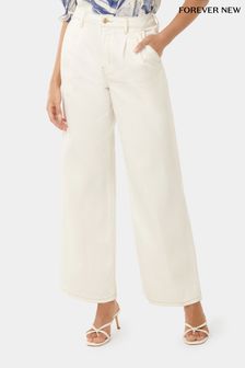 Forever New White Pippa Wide Leg Jeans (B45521) | $109