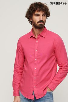 粉色 - Superdry Overdyed Cotton Long Sleeved Shirt (B45524) | NT$2,330