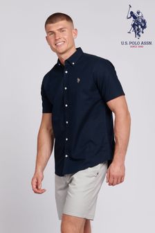 Blau - U.S. Polo Assn. Herren Kurzärmeliges Oxford-Hemd (B45685) | 94 €