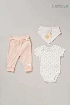 Homegrown Pink Print 3-Piece Top Joggers and Reversible Bib Outfit Set