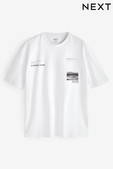 Weiß - Langes T-Shirt mit Aufdruck (B45979) | 27 €