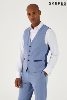 Skopes Pale Blue Fontelo Check Single Breasted Suit: Waistcoat (B46005) | 351 SAR