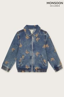 Monsoon Blue Butterfly Embroidered Zip Jacket (B46051) | $94 - $105