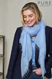 Pure Collection Blue Ultrafine Cashmere Scarf (B46066) | $163