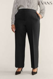 Evans Wide Leg Black Ground Trousers (B46453) | AED216