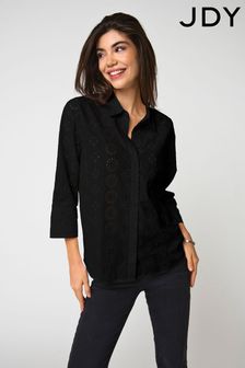 JDY Black Broderie Relaxed Summer Shirt (B46521) | AED194