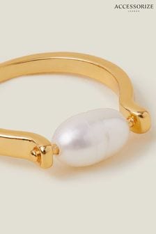 Accessorize 14ct Gold Plated Spin Pearl Ring (B46558) | kr182