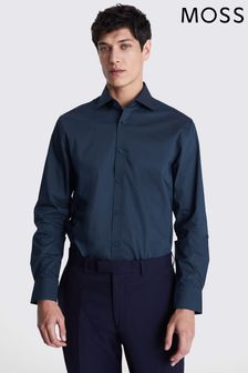 MOSS Blue Tailored Stretch Shirt (B46581) | OMR18