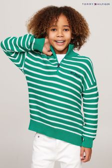 Verde - Tommy Hilfiger Half Zip Breton Stripe Sweater (B46594) | 78 € - 92 €