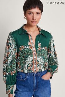 Monsoon Green Lumi Print Blouse (B46604) | KRW128,100