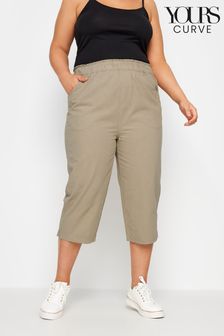 Yours Curve Natural Cool Cotton Cropped Trousers (B46811) | 109 QAR