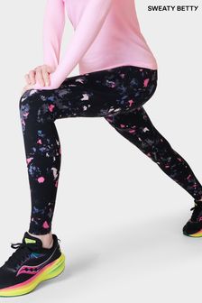 Sweaty Betty Black Scattered Texture Print Full Length Aerial Core Workout Leggings (B46826) | SGD 170