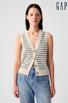 Gap Black/Neutral Linen Blend Soft Knitted Waistcoat (B46860) | €39