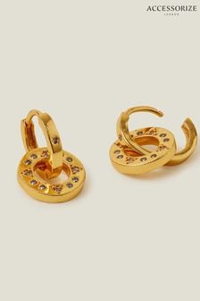 Accessorize 14ct Gold Plated Circle Charm Huggie Hoops (B46992) | 124 QAR