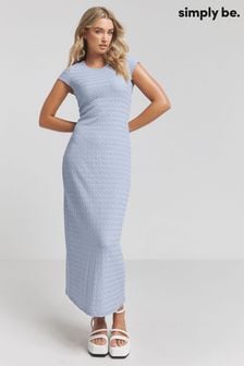 Simply Be Blue Textured Jersey Column Dress (B47068) | €46