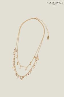 Accessorize Gold Tone Layered Leaf Necklace (B47191) | 108 QAR