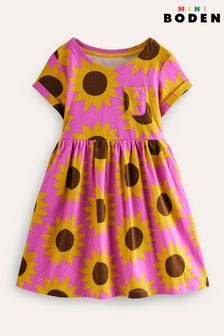 Boden Pink Sunflower Short-sleeved Fun Jersey Dress (B47427) | Kč835 - Kč910