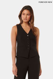 Forever New Black Pure Linen Dana Waistcoat (B47514) | $109