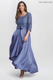 Gina Bacconi Blue Leona Sequin Lace Dress (B47566) | kr4,543