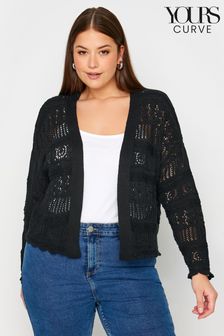 Your Curve Black Pure Cotton Cropped Pointelle Cardigan (B47569) | €40