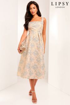 Lipsy halter satin panel midi frill dress outlet