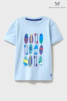 Crew Clothing Company Blue Graphic Cotton Casual T-Shirt
