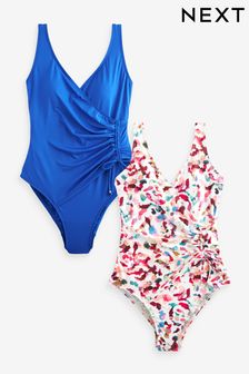 Blue/White 2 Pack Tummy Control Wrap Swimsuits (B47675) | 2,490 UAH