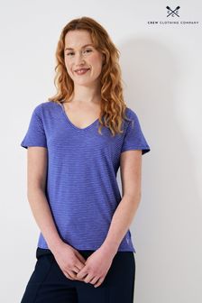 Blau - Crew Clothing Perfect Strukturiertes T-Shirt mit V-Ausschnitt (B47735) | 39 €