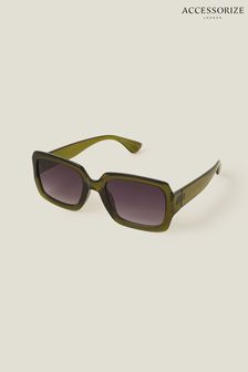 Accessorize Klobige Sonnenbrille mit rechteckigem Rahmen, Grün (B47856) | 26 €