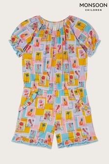 Monsoon Yellow Stamp Print Playsuit (B47919) | $35 - $41