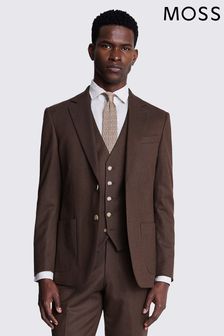 MOSS Tailored Fit Brown Copper Flannel Jacket (B47998) | LEI 889