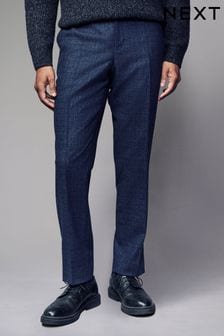 Blue Slim Fit Brushed Check Suit Trousers (B48088) | SGD 115