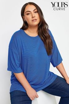 Yours Curve Blue Oversized Boxy T-Shirt (B48099) | AED122