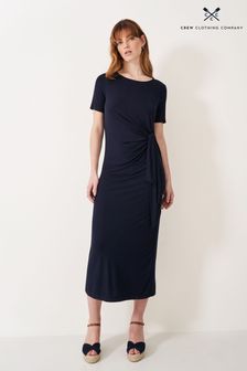 Crew Clothing Company Blue Plain Viscose Relaxed Jersey Dress