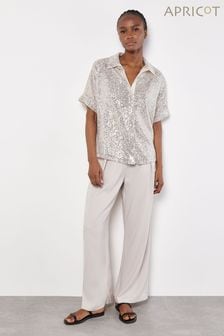 Apricot Silver Sequin Resort Shirt (B48126) | $94