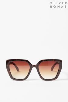 Oliver Bonas Butterfly Faux Tortoiseshell Cat Eye Brown Sunglasses (B48127) | OMR13