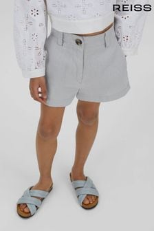 Reiss Blue Dani Senior Linen Loose Fit Shorts (B48158) | HK$575