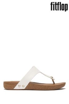 Fitflop Iqushion Leather Toe Post White Sandals (B48186) | 477 LEI