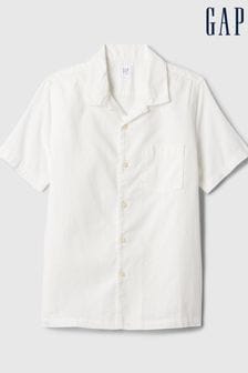 Белый - Gap рубашка из хлопка и льна с короткими рукавами (4-13 лет) (B48239) | €27