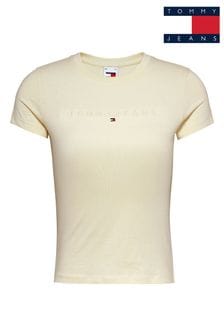 Tommy Jeans Natural Slim Linear 100% Cotton T-Shirt (B48279) | $60