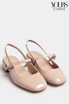 Yours Curve Patent Mary Jane Slingback Heels In Extra Wide EEE Fit