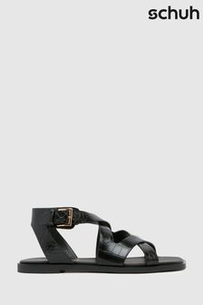 Schuh Tide Croc Flat Black Sandals (B48463) | $60