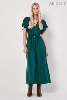Apricot Green Angel Sleeve Button-Down Maxi Dress (B48571) | SGD 75
