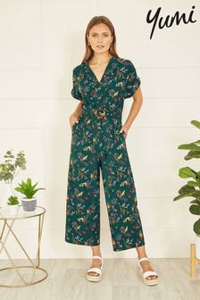 Yumi Green Safari Animal Print Jumpsuit (B48594) | Kč2,180