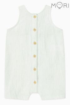 MORI Green Organic Cotton Muslin Summer Button Front Romper (B48817) | NT$1,350 - NT$1,450