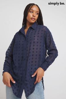 Simply Be Blue Oversized Dobby Shirt (B48874) | AED177