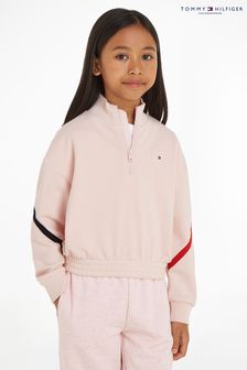 Tommy Hilfiger Global Gestreiftes Sweatshirt mit kurzem Reißverschluss, Pink (B48999) | 78 € - 86 €