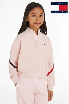 Tommy Hilfiger Pink Global Stripe Half Zip Sweater
