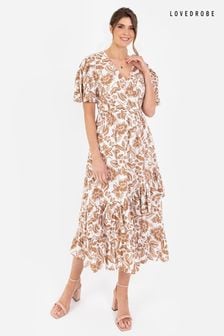 Кремовый - Cream платье мидакси с запахом и оборками Loverobe (B49002) | €76