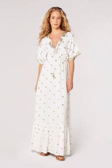 Apricot Cream Sequin Spot Kaftan Maxi Dress (B49028) | SGD 116